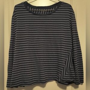 Denver Hayes Blue and Gray Striped Long Sleeve Tee